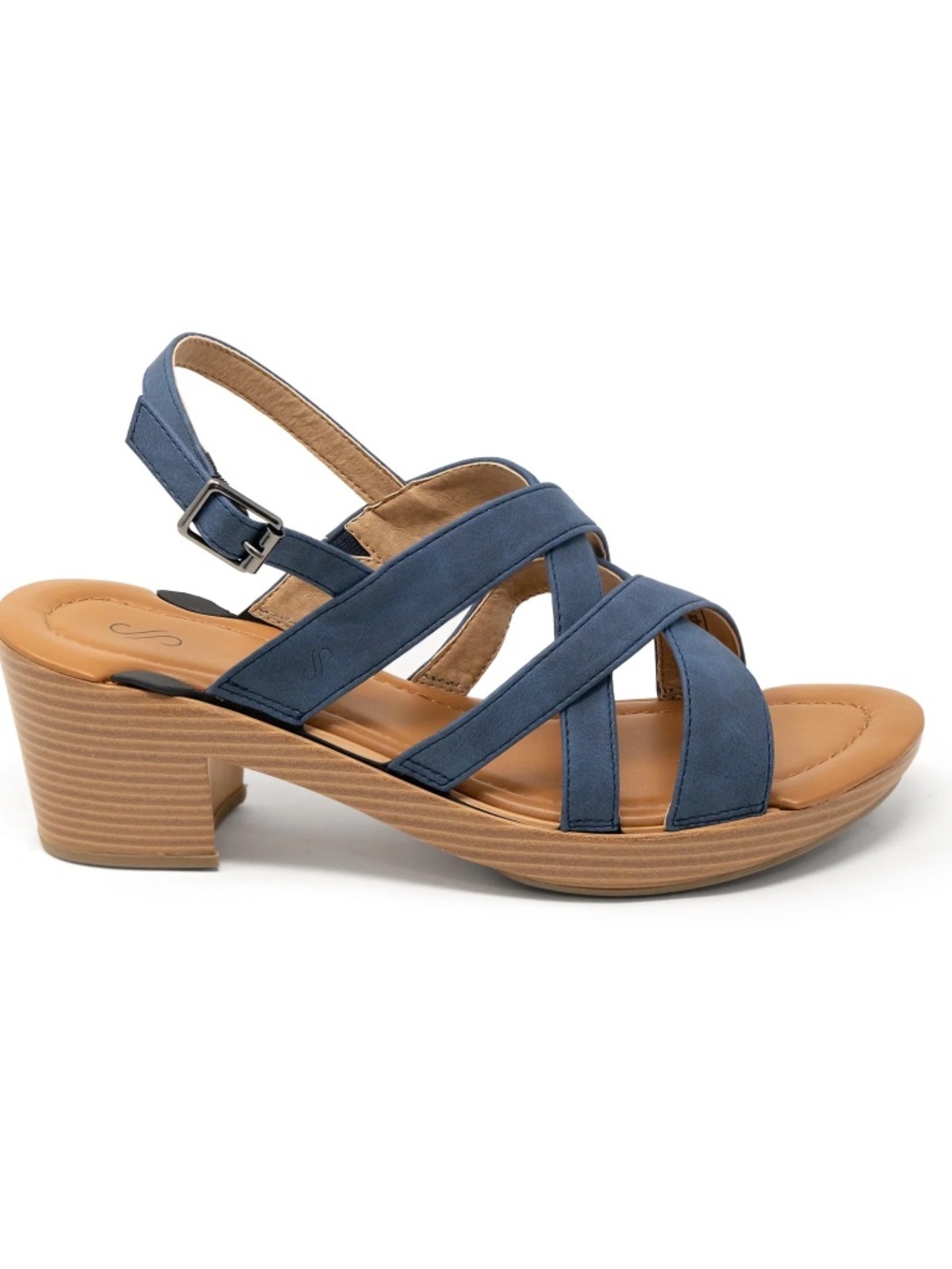 Solely Jane Phoenix TOP ONLY Navy Cross Strap Sandal Top Size 7